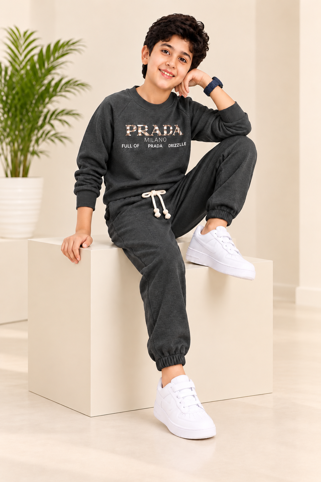 Dark Grey Milano FleecePro Fabric Suit