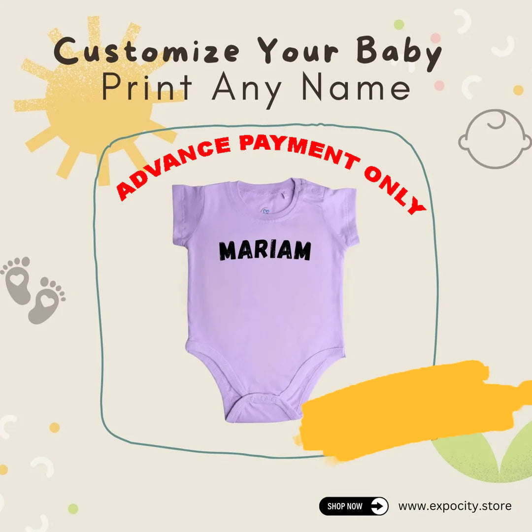 CUSTOMIZE YOUR NAME PRINT ON PURPLE HALF SLEEVES HALF BODY ROMPER Main image
