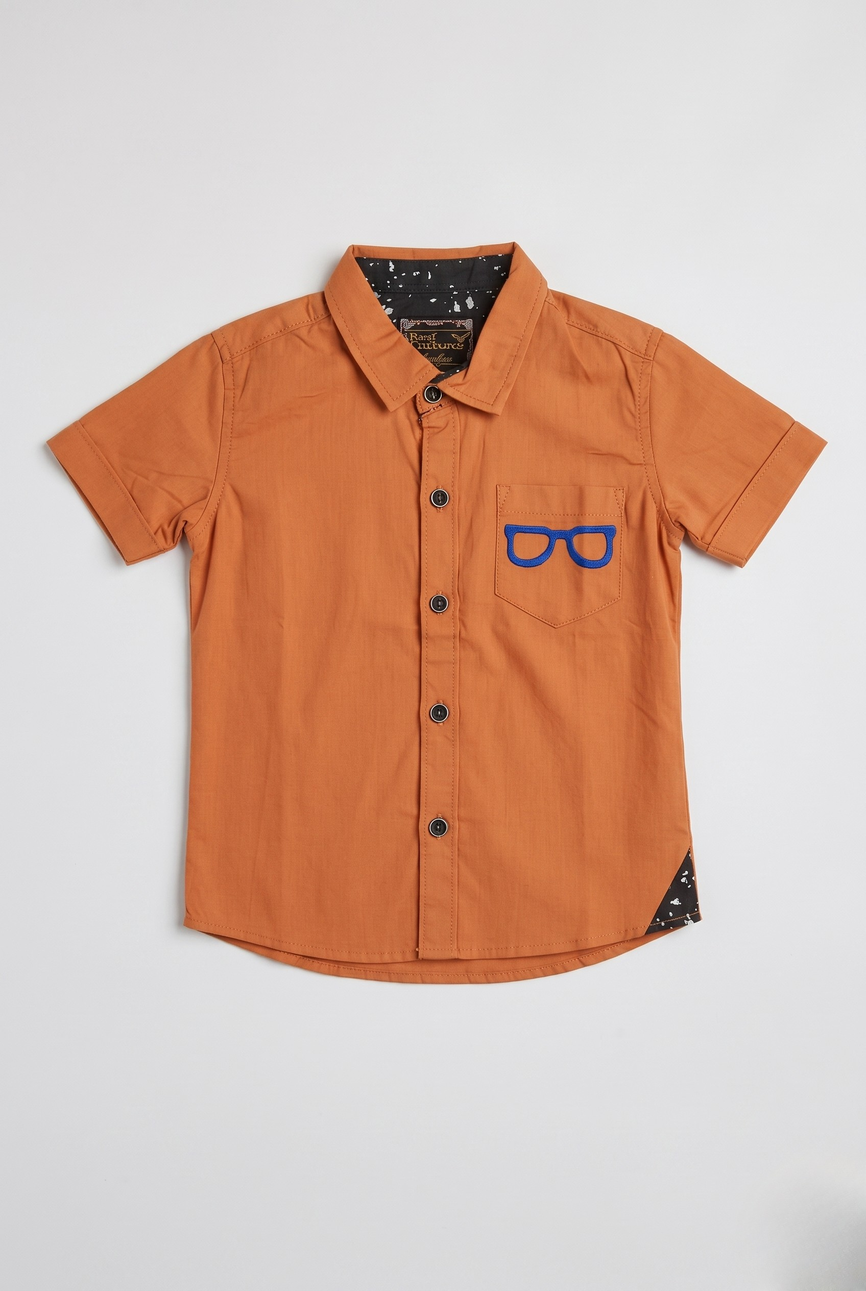 Orange Glasses 1 Pocket Half Sleeves Casual Shirt Secondary image