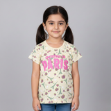 YELLOW PARIS PRINTED T-SHIRT TOP FOR GIRLS