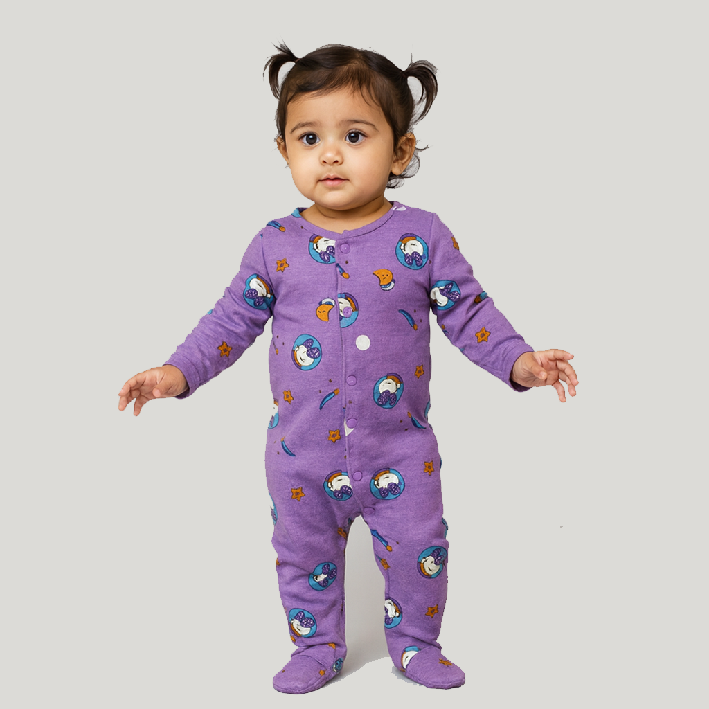Purple Duck Print Romper For Winters Main image