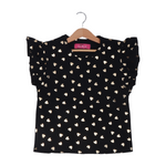 Load image into Gallery viewer, BLACK WITH GOLDEN HEARTS PRINTED T-SHIRT TOP FOR GIRLS
