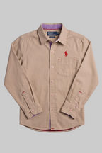Cream Plain Full Sleeves Casual Shirt