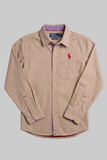 Cream Plain Full Sleeves Casual Shirt