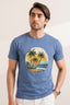 BLUE "BEACH TREES" PRINT T-SHIRT FOR MEN