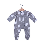 Load image into Gallery viewer, GREY BEAR &amp; STARS PRINT FULL BODY FULL SLEEVES ROMPERS
