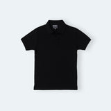 PLAIN BLACK RIBBED FABRIC POLO FOR MEN