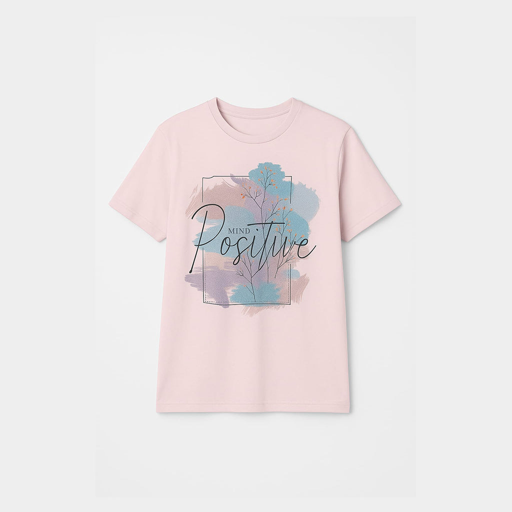 PINK POSITIVE MIND PRINT T-SHIRT FOR WOMEN Main image