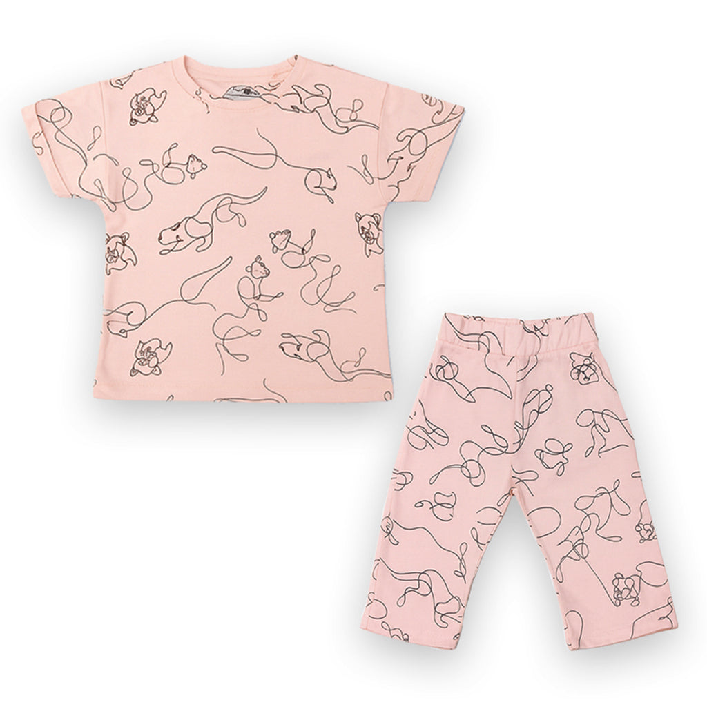 BABY PINK LINE PRINT TROUSER & SHIRT SUIT FOR GIRLS Secondary image