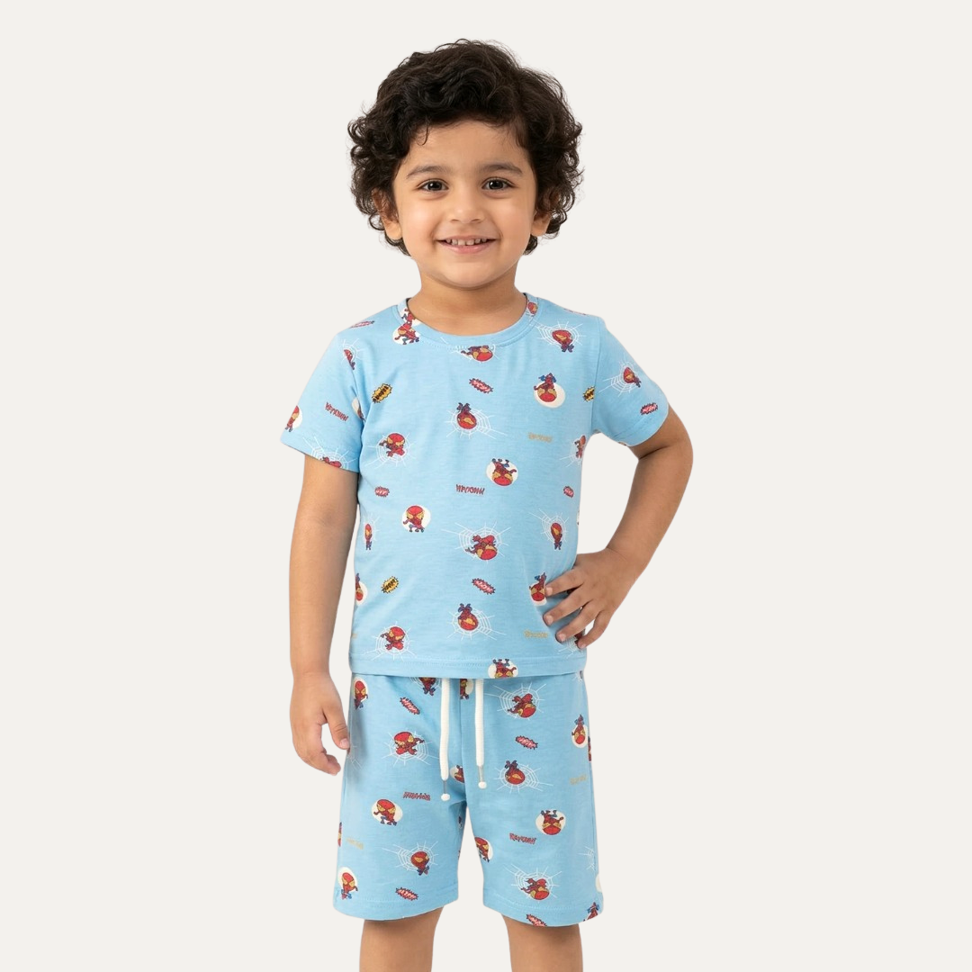 Blue Super Heroes Print Suit For Summers Main image