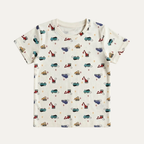 White Trucks Print Half Sleeves T-Shirt For Boys