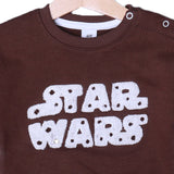 BROWN "STAR WARS" EMBROIDERED  FLEECE FABRIC SWEATSHIRT