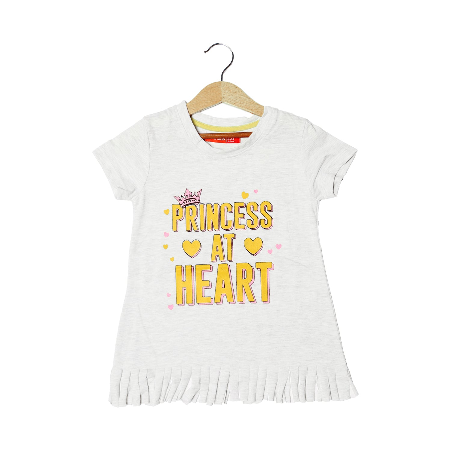 OFF WHITE PRINCESS AT HEART PRINTED T-SHIRT FOR GIRLS