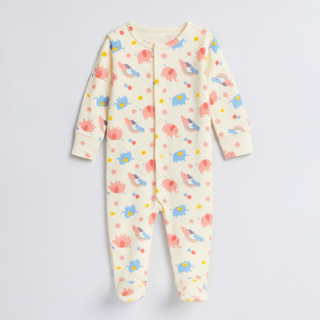 White Elephants Print Romper For Winters