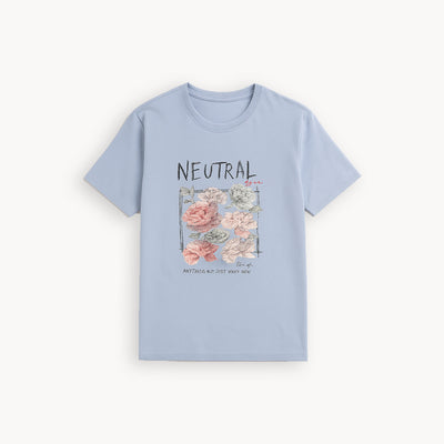 BLUE NEUTRAL PRINT T-SHIRT FOR WOMEN