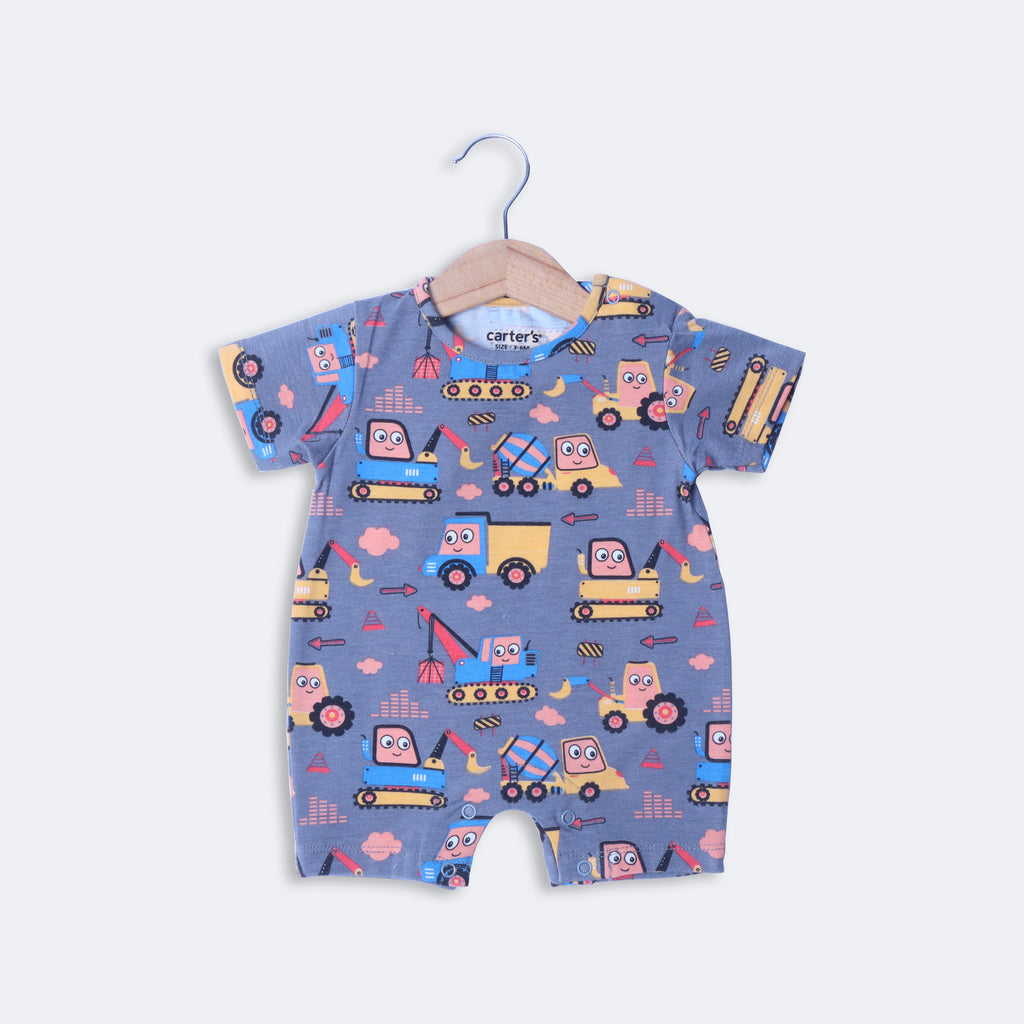 DARK GREY SAILEROAD PRINT HALF BODY ROMPER