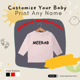 CUSTOMIZE YOUR NAME PRINT ON LIGHT PINK FULL SLEEVES T-SHIRT
