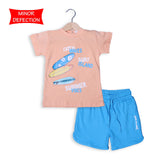 MINOR DEFECTION PEACH WITH BLUE SHORTS CATCH WAVES SUMMERS BABA SUIT