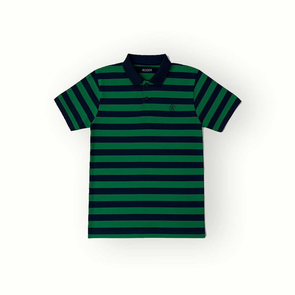 GREEN WITH NAVY BLUE STRIPES POLO FOR MEN