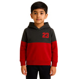 Grey & Red "23" Print Hoodie For Unisex