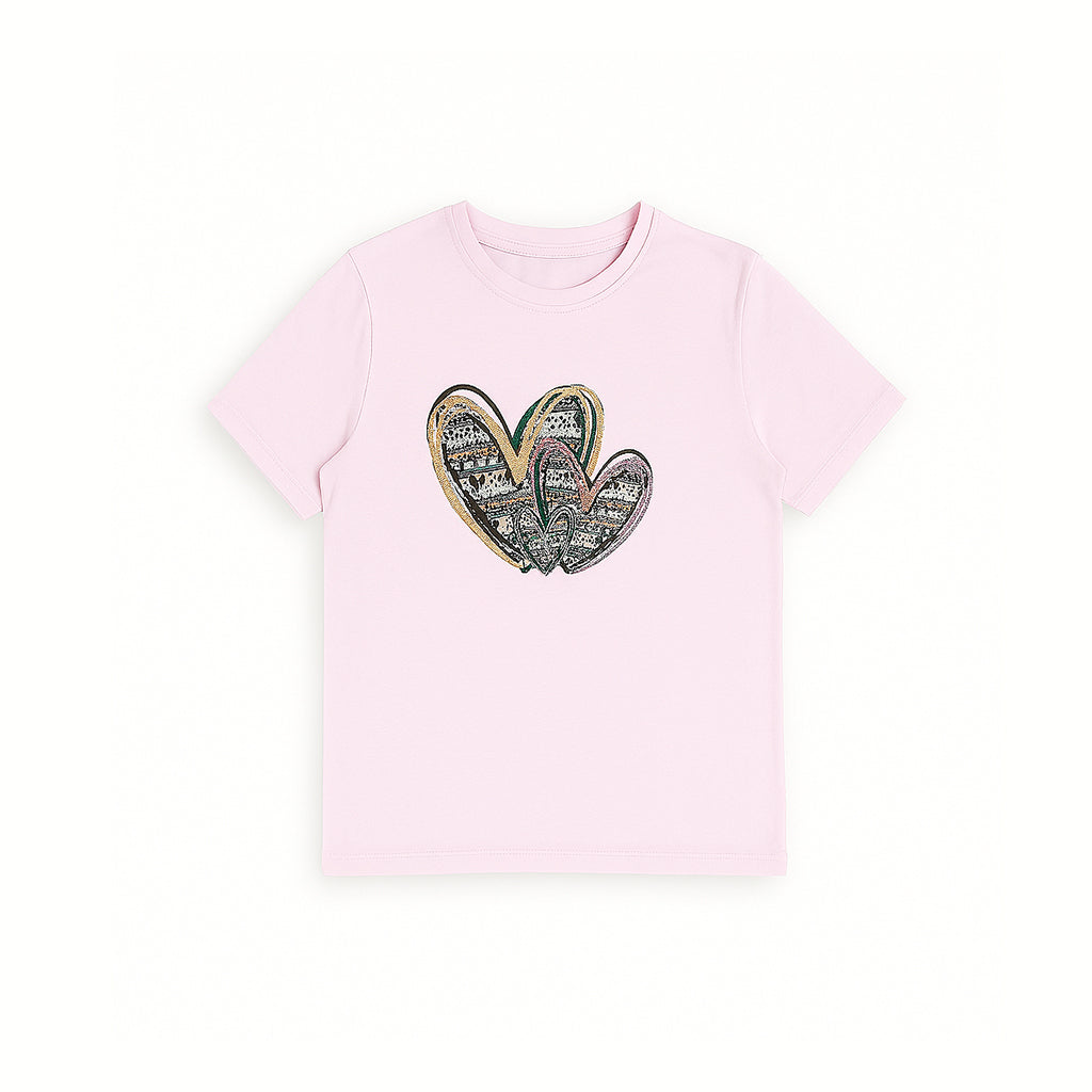 LIGHT PURPLE HEART PRINT T-SHIRT FOR WOMEN Main image