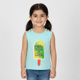 SKY BLUE EVERYTHING IS COOL PRINTED TOP FOR GIRLS
