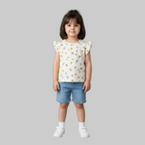 WHITE "FLOWERS & MUFFINS" T-SHIRT TOP FOR GIRLS