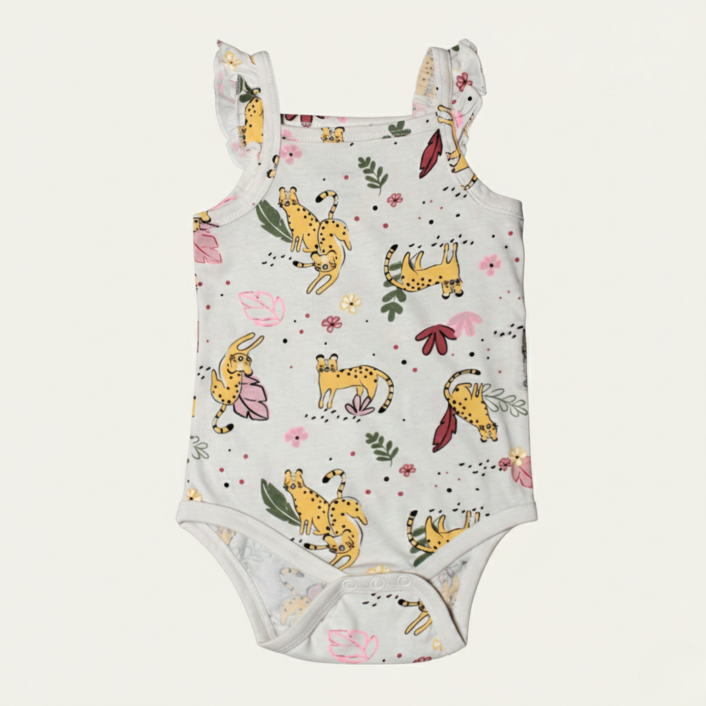 NEW OFF WHITE CHEETAH PRINTED ROMPER FOR GIRLS Secondary image