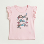 Pink Sweet Summer Days Print T-shirt Top For Girls