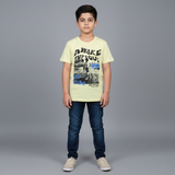 YELLOW AWAKE THE SOUL PRINTED HALF SLEEVES T-SHIRT