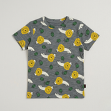 Dark Grey Lion Print Half Sleeves T-Shirt For Boys