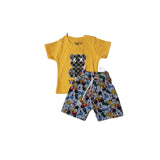 YELLOW VALUED PRINT WITH SHORTS COTTON JERSY FABRIC BABA SUIT