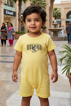 Yellow Reload Mickey Print Half Body Romper For Boys