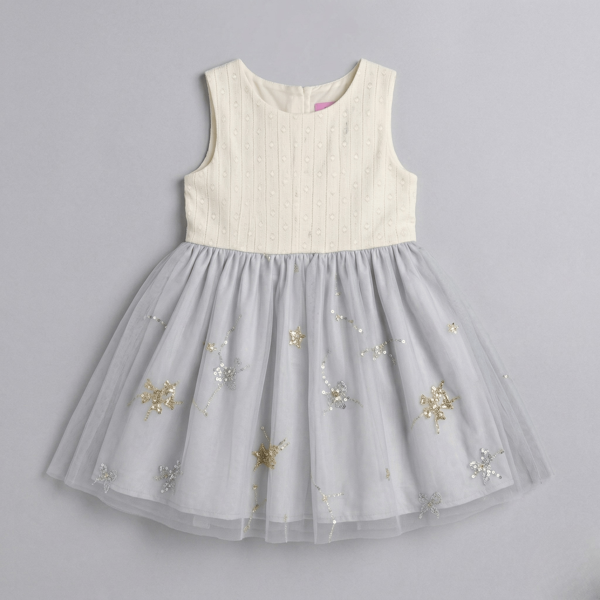 White With Golden Stars Frock For Girls ( Minor Defection ) Secondary image