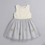 White With Golden Stars Frock For Girls ( Minor Defection )