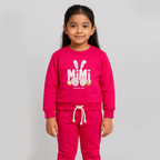 Blush Pink MiMi Print Fleece Fabric Suit For Winters