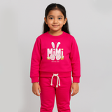 Blush Pink MiMi Print Fleece Fabric Suit For Winters