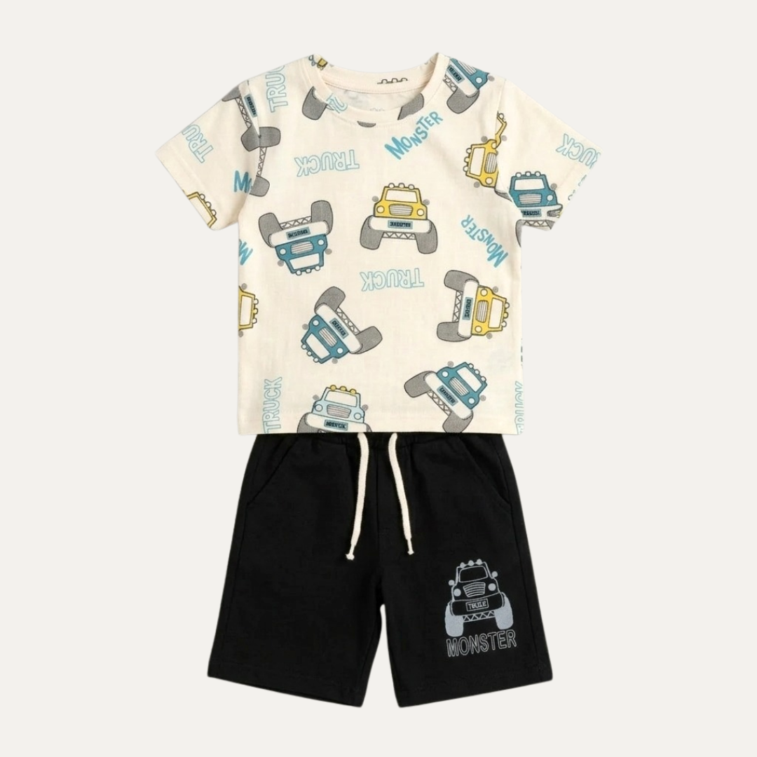Cream Trucks Print Suit For Summers Secondary image