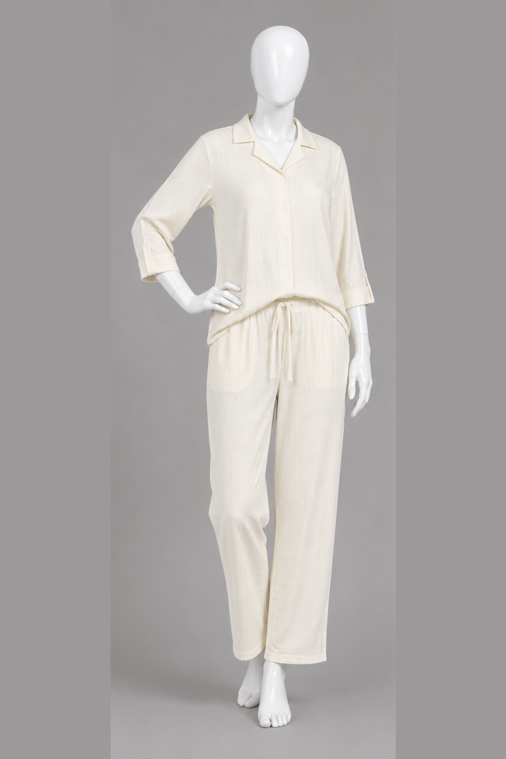 Skin Co-ord Ribbed Fabric Suit For Women