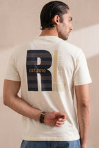 CREAM "RAW CULTURE" BACK PRINT T-SHIRT FOR MEN