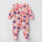 Pink Heart & Clouds Print Romper For Winters
