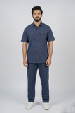 Navy Blue Jersy Fabric Double Pocket Trouser & Shirt Suit For Men