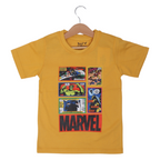 MUSTARD SUPER HEROES PRINTED HALF SLEEVES T-SHIRT