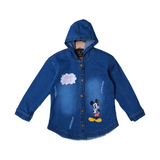 LIGHT BLUE MICKEY MOUSE PRINT WITH HOOD DENIM JACKET