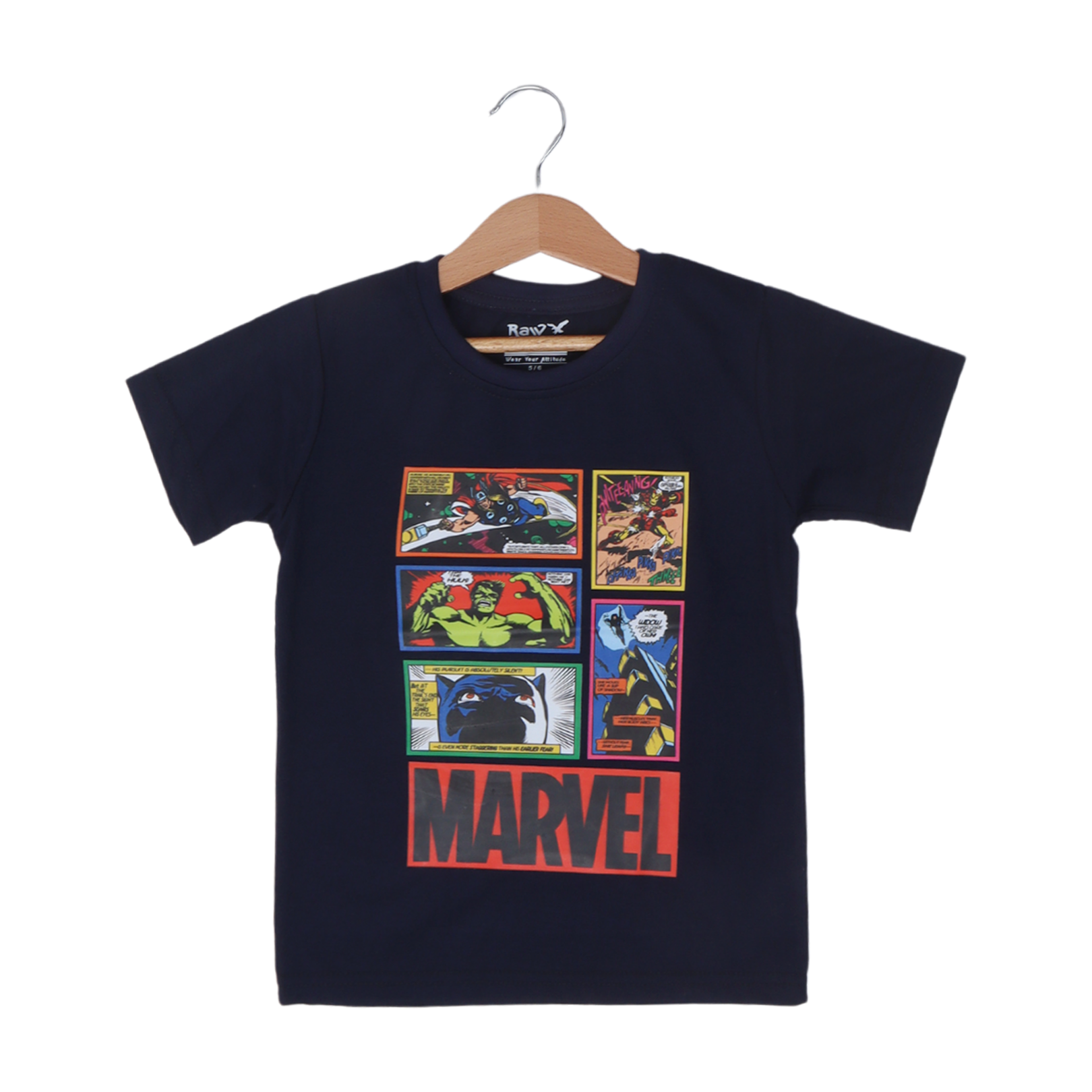 NAVY BLUE SUPER HEROES PRINTED HALF SLEEVES T-SHIRT Main image