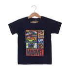 NAVY BLUE SUPER HEROES PRINTED HALF SLEEVES T-SHIRT