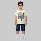 YELLOW BATMAN PRINTED HALF SLEEVES T-SHIRT FOR BOYS