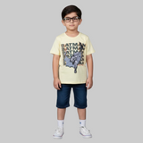 YELLOW BATMAN PRINTED HALF SLEEVES T-SHIRT FOR BOYS