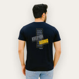 NAVY BLUE "KEEP ON GOING" PRINT T-SHIRT FOR MEN