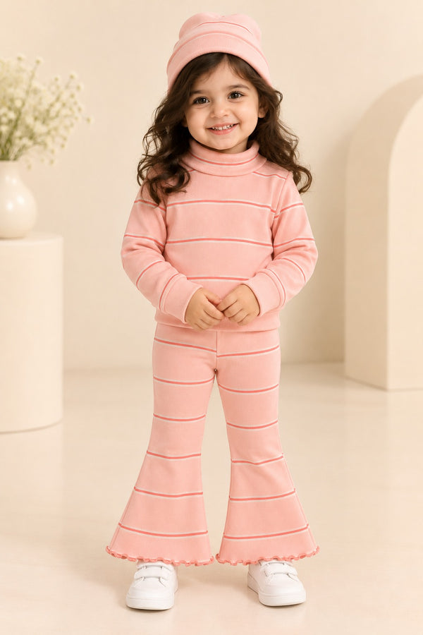 Pink Striper Velora Rib Fabric Suit